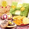竹かご風呂敷スイーツセット 【送料無料 ギフト プレゼント スイーツ お菓子 和菓子 洋菓子 どら焼き 芋ようかん 大福 スイートポテト ロールケーキ お茶 お祝い 誕生日 お礼 内祝い お見舞い お世話になりました お供え 志 退職祝い】