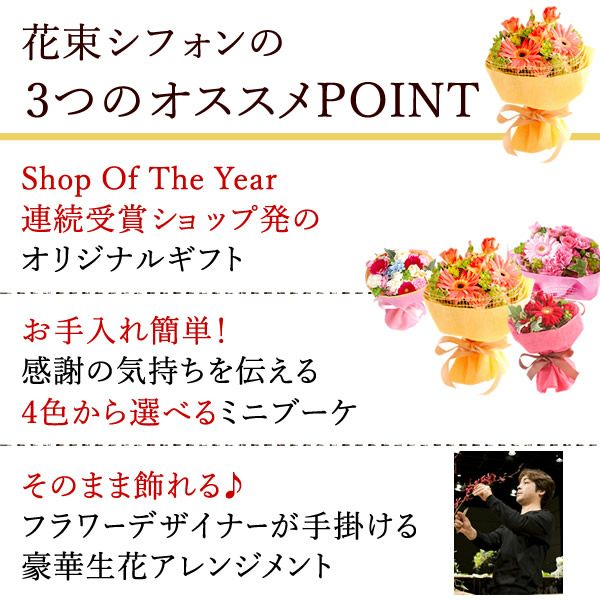 選べるHappyミニブーケとスイーツSet 母の日 早割 プレゼント 花 生花 ギフト 花束 フラワーアレンジメント カーネーション ガーベラ ブーケ スタンディングブーケ エコゼリー シフォンケーキ バラ 薔薇 送料無料 スイーツ お菓子 洋菓子 ギフトセット おいもや