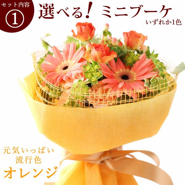 選べるHappyミニブーケとスイーツSet 母の日 早割 プレゼント 花 生花 ギフト 花束 フラワーアレンジメント カーネーション ガーベラ ブーケ スタンディングブーケ エコゼリー シフォンケーキ バラ 薔薇 送料無料 スイーツ お菓子 洋菓子 ギフトセット おいもや