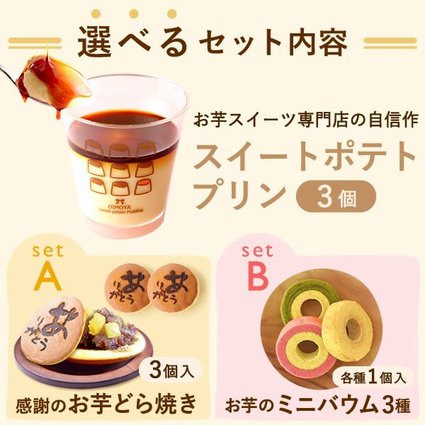 プリン＆選べるギフトスイーツセット 【送料無料 ギフト プレゼント スイーツ お菓子 和菓子 どら焼き どらやき 洋菓子 プリン バウムクーヘン バウム バームクーヘン お祝い 誕生日 お礼 内祝い お見舞い お世話になりました お供え 志】