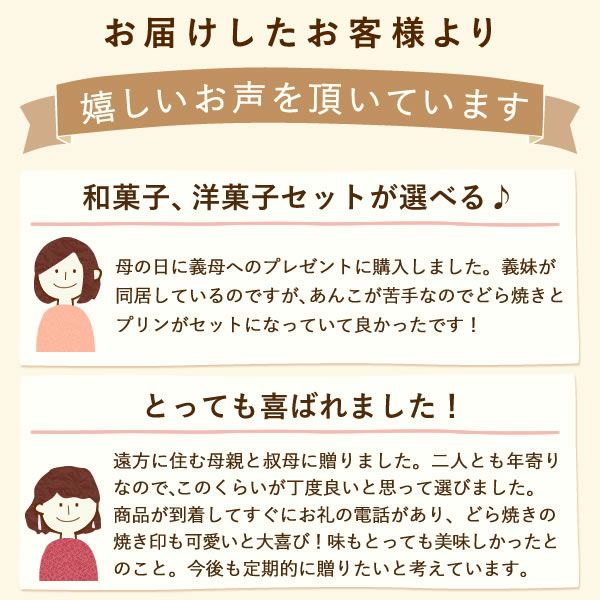 プリン＆選べるギフトスイーツセット 【送料無料 ギフト プレゼント スイーツ お菓子 和菓子 どら焼き どらやき 洋菓子 プリン バウムクーヘン バウム バームクーヘン お祝い 誕生日 お礼 内祝い お見舞い お世話になりました お供え 志】