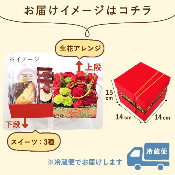 フラワー＆スイーツ　プレミアムボックスセット 母の日 プレゼント 花 生花 ギフト カーネーション ガーベラ フラワーアレンジメント ボックスフラワー フラワーボックス 花とスイーツ おしゃれ 可愛い 送料無料 スイーツ お菓子 洋菓子 ギフトセット おいもや