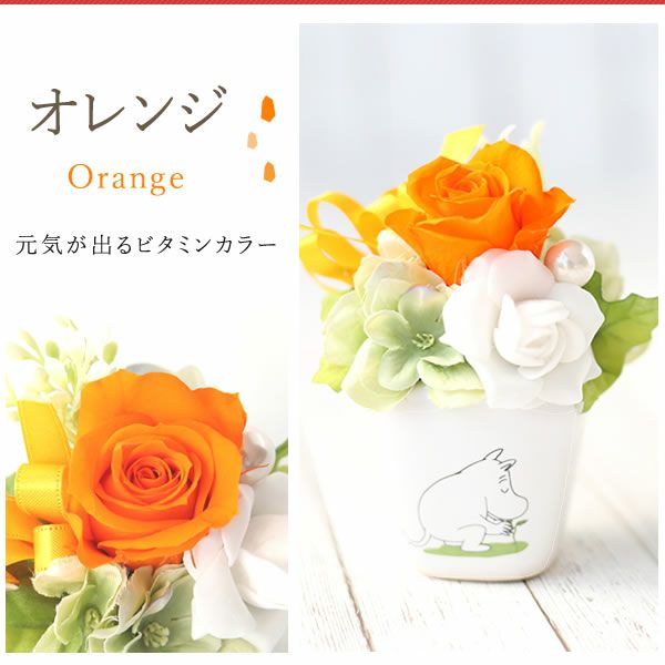 ムーミン 陶器プリザS＆苺バウムクーヘンセット 母の日 プレゼント 花 ギフト ムーミン ニョロニョロ キャラクター グッズ プリザ プリザーブドフラワー バウムクーヘン バラ 薔薇 花とスイーツ 送料無料 スイーツ お菓子 洋菓子 ギフトセット おいもや