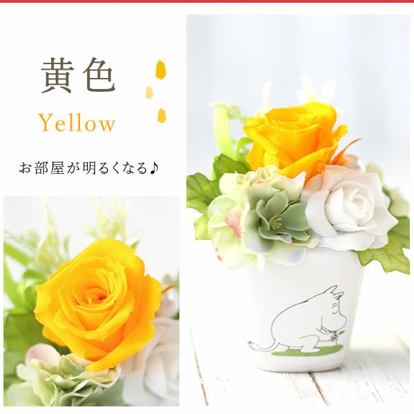 ムーミン 陶器プリザS＆苺バウムクーヘンセット 母の日 プレゼント 花 ギフト ムーミン ニョロニョロ キャラクター グッズ プリザ プリザーブドフラワー バウムクーヘン バラ 薔薇 花とスイーツ 送料無料 スイーツ お菓子 洋菓子 ギフトセット おいもや