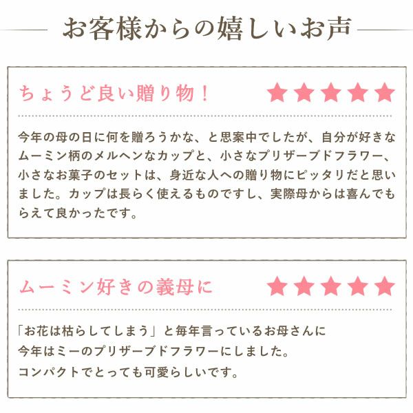 ムーミン 陶器プリザS＆苺バウムクーヘンセット 母の日 プレゼント 花 ギフト ムーミン ニョロニョロ キャラクター グッズ プリザ プリザーブドフラワー バウムクーヘン バラ 薔薇 花とスイーツ 送料無料 スイーツ お菓子 洋菓子 ギフトセット おいもや