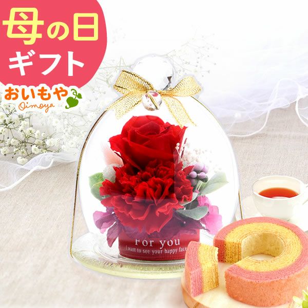 選べる3種！プリザーブドフラワー＆スイーツセット 【母の日 プレゼント 花 ギフト プリザーブドフラワー プリザ 薔薇 バラ ねこ 猫 かわいい おしゃれ 枯れない花 フラワーアレンジメント 送料無料 スイーツ お菓子 洋菓子 ギフトセット おいもや】