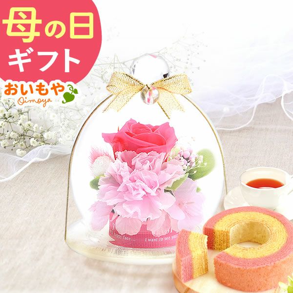 選べる3種！プリザーブドフラワー＆スイーツセット 【母の日 プレゼント 花 ギフト プリザーブドフラワー プリザ 薔薇 バラ ねこ 猫 かわいい おしゃれ 枯れない花 フラワーアレンジメント 送料無料 スイーツ お菓子 洋菓子 ギフトセット おいもや】