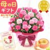 カーネーション(5号)＆ミニバウムクーヘンセット 母の日 プレゼント 花 生花 ギフト 鉢植え 希少 カーネーション 5号サイズ バウムクーヘン メッセージカード付き ラッピング 人気  おしゃれ かわいい 送料無料 送料無料 スイーツ お菓子 洋菓子 ギフトセット