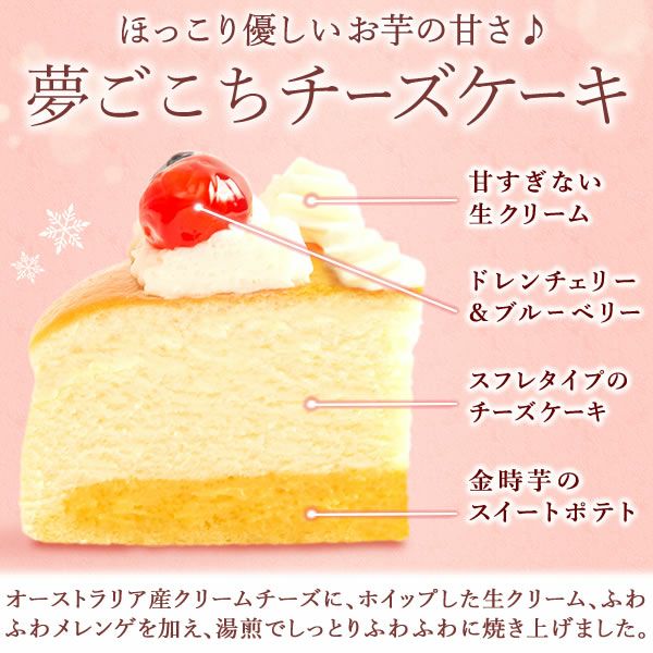 サンタさんのスフレチーズケーキ (5号) 【ギフト プレゼント スイーツ お菓子 洋菓子 ケーキ チーズケーキ 可愛い かわいい おしゃれ クリスマス クリスマスケーキ】