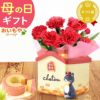 オリジナル猫ポット＆選べるカーネーションとミニバウムクーヘンセット 母の日 プレゼント 花 ギフト カーネーション ケイトウ 花鉢 鉢花 鉢植え アニマル 犬 猫 ネコ ねこ クマ くま バウムクーヘン いちご 苺 イチゴ 送料無料 スイーツ お菓子 洋菓子 ギフトセット おいもや