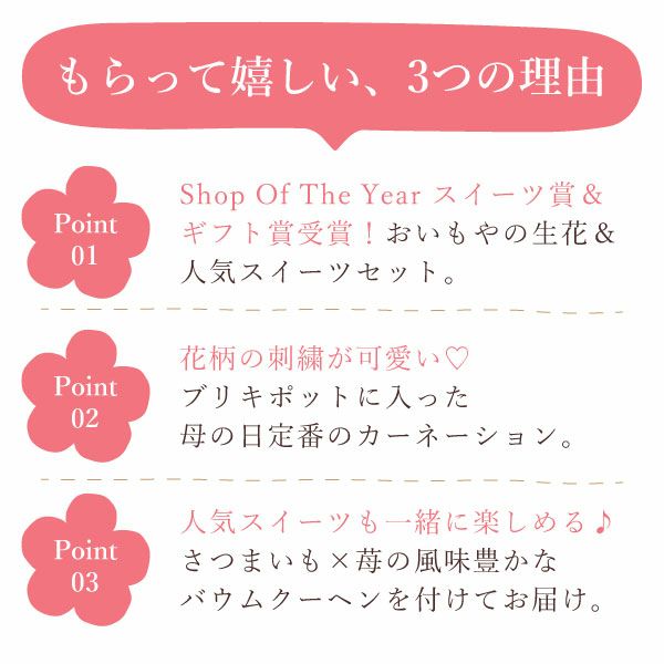 刺繍ブリキ3号カーネ【ピンク】+苺バウム 母の日 プレゼント 花 生花 ギフト 鉢植え 花鉢 お花 カーネーション 猫 ねこ ネコ 猫グッズ 動物 アニマル バウムクーヘン バウム おしゃれ 送料無料 スイーツ お菓子 洋菓子 ギフトセット