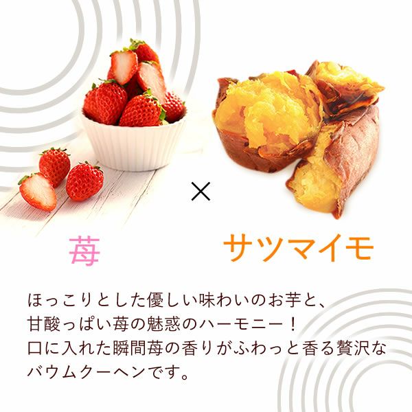 3種のミニバウムクーヘン (5個) [さつまいも・いちご・抹茶] 【送料無料 ギフト プレゼント スイーツ お菓子 洋菓子 バウムクーヘン バームクーヘン バウム お祝い 誕生日 お礼 内祝い お見舞い お世話になりました お供え 志】