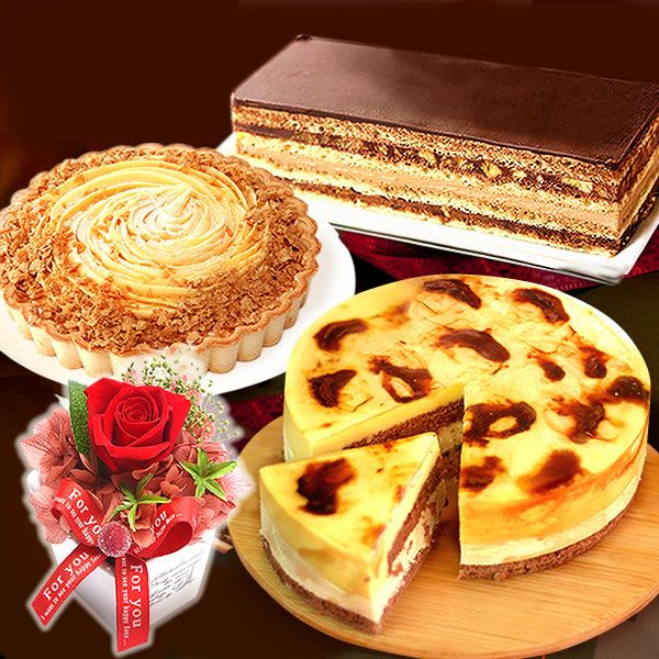 母の日 プレゼント 花 ギフト プリザーブドフラワー プリザ 薔薇 オペラ チーズタルト キャラメルムース バウムクーヘン ケーキ ストロベリー いちご ホワイトチョコ チョコ チョコレート 送料無料 スイーツ お菓子 洋菓子 ギフトセット おいもや