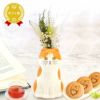 猫一輪挿し＆お芋チョコどら焼き (3個) 【母の日 プレゼント 花 ギフト 猫 ねこ 猫好き インテリア 雑貨 一輪挿し 花瓶 フラワーベース ペン立て 実用的 玄関 置物 花とスイーツ チョコ どら焼き 送料無料 スイーツ お菓子 和菓子 洋菓子 ギフトセット おいもや】