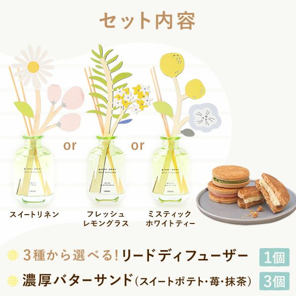 母の日 プレゼント 実用的 ギフト リードディフューザー ルームフレグランス 花 芳香剤 バターサンド プレゼント 花以外 送料無料 スイーツ お菓子 洋菓子 ギフトセット おいもや