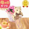 ALT 自転車クマさん（カーネーション）＆スイーツセット 母の日 プレゼント 花 ギフト カーネーション ケイトウ 花鉢 鉢花 鉢植え アニマル 犬 猫 ネコ ねこ クマ くま バウムクーヘン いちご 苺 イチゴ 送料無料 スイーツ お菓子 洋菓子 ギフトセット おいもや