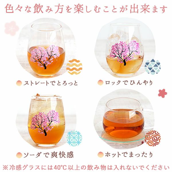 冷感グラスペアセット＆本格梅酒＋スイーツセット 母の日 プレゼント 実用的 ギフト オシャレ かわいい 梅酒 300ml ミニボトル 桜 花 グラス ペアセット 2個 苺 さつまいも バウムクーヘン 花以外 送料無料 スイーツ お菓子 洋菓子 ギフトセット おいもや